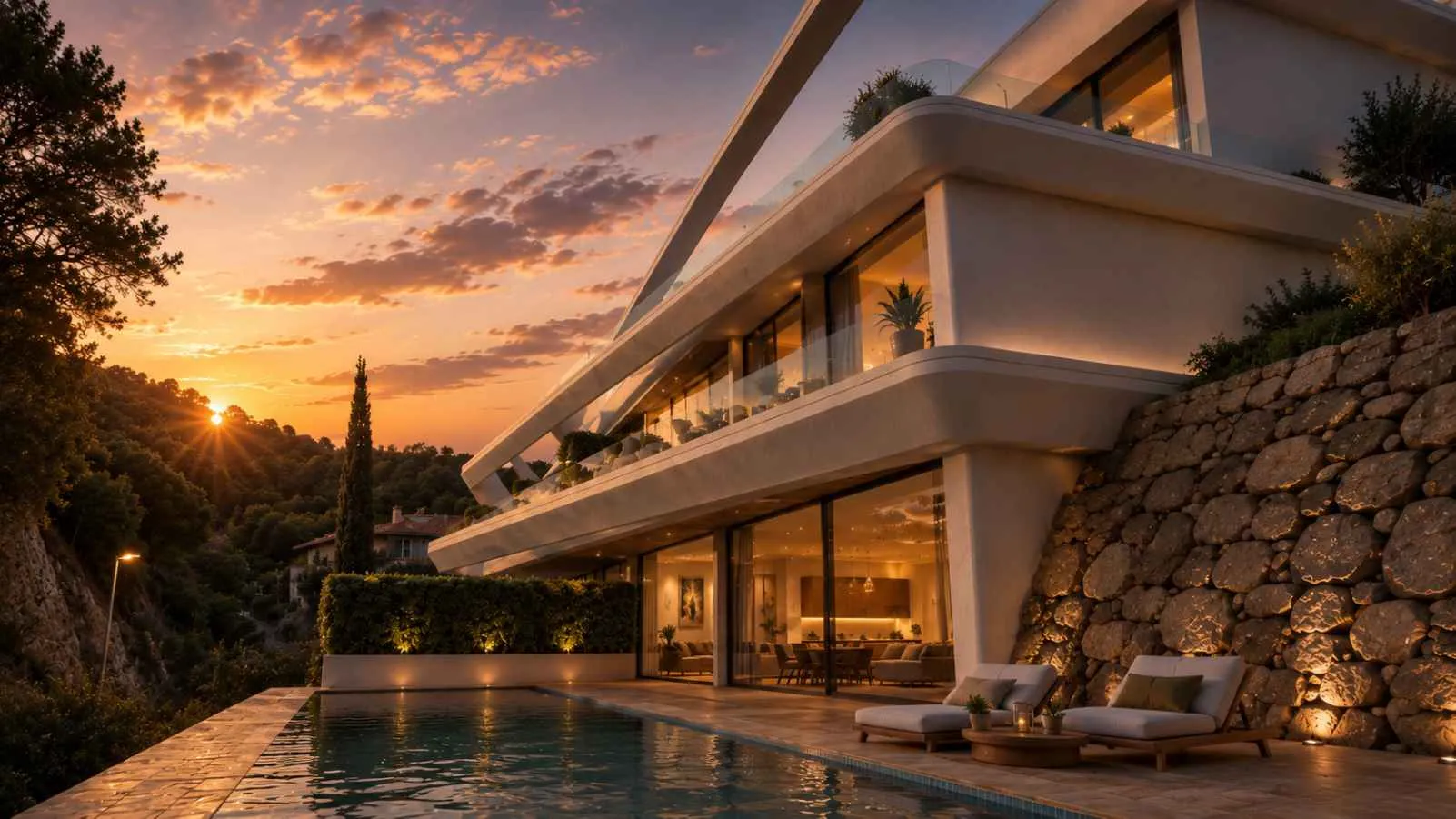 A private pool suspended above the city.